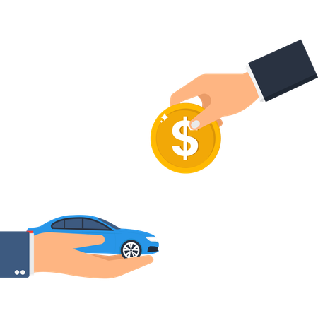 Man purchasing car on cash  Illustration