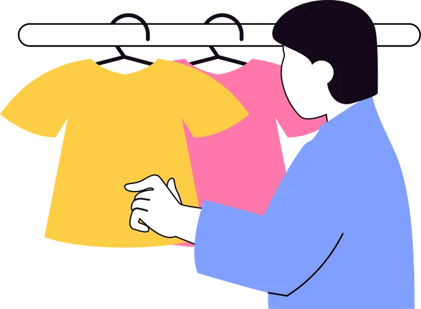 Man purchasing clothes from market  Illustration