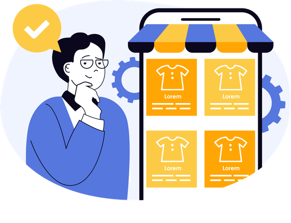 Man purchasing clothes from online store  Illustration