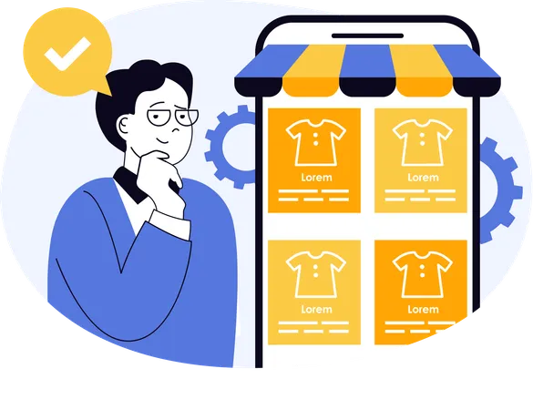 Man purchasing clothes from online store  Illustration