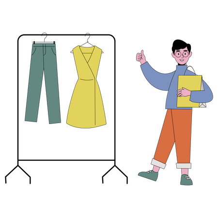 Man purchasing clothes from clothes store  Illustration