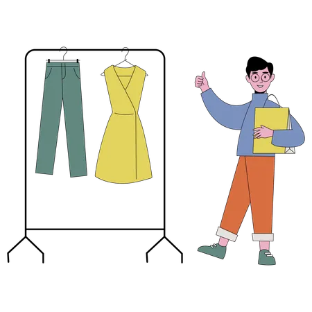 Man purchasing clothes from clothes store  Illustration