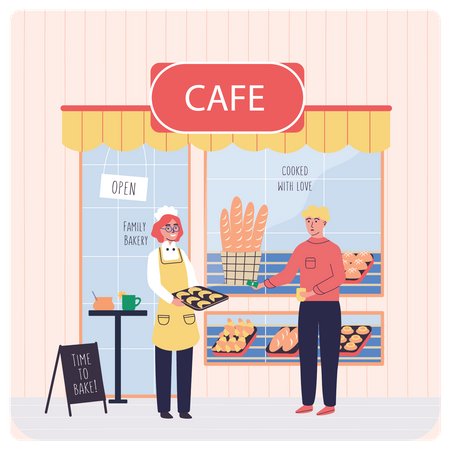 Man purchasing coffee from shop  Illustration