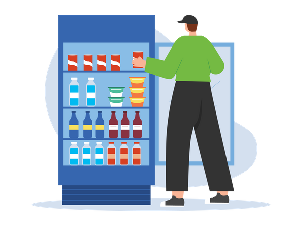 Man purchasing cold drink Illustration