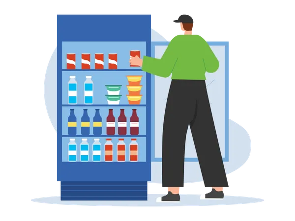 Man purchasing cold drink Illustration