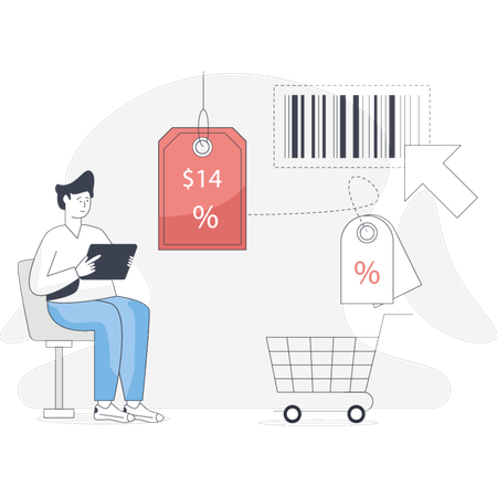 Man purchasing during season sale  Illustration