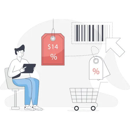 Man purchasing during season sale  Illustration