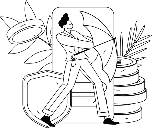Man purchasing financial insurance  Illustration