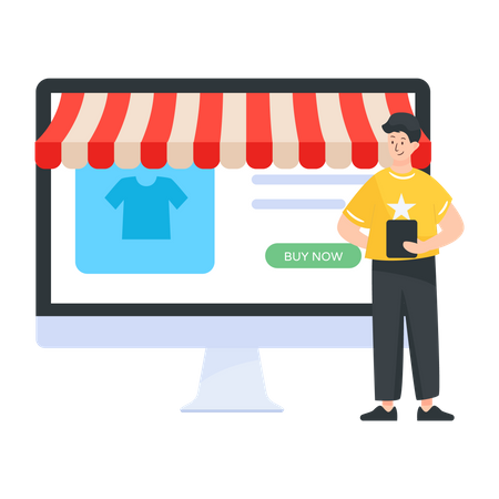 Man purchasing from online marketplace Illustration