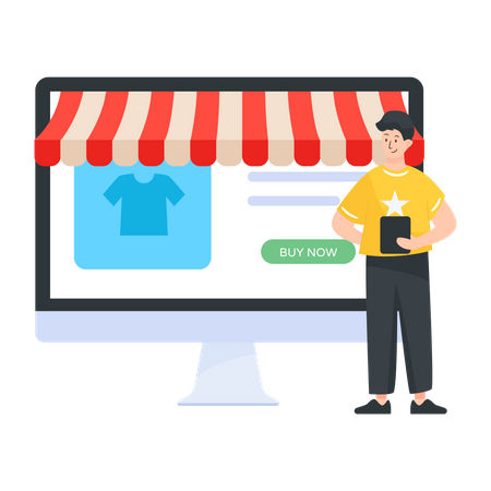 Man purchasing from online marketplace  Illustration