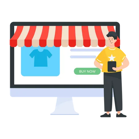 Man purchasing from online marketplace  Illustration