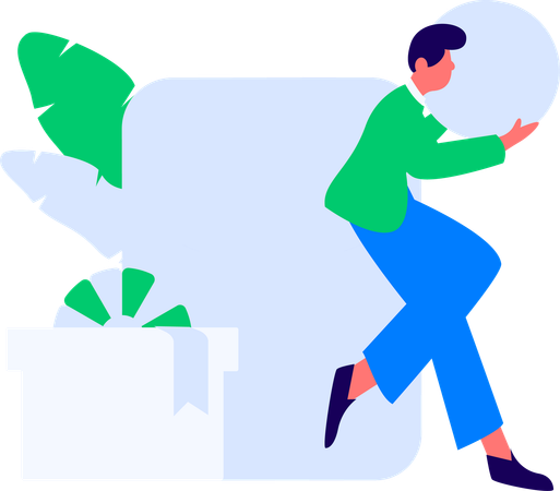 Man purchasing gift using red envelope  Illustration