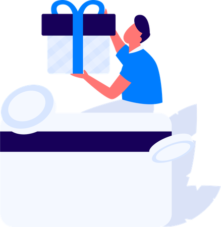 Man purchasing gift via card payment  Illustration