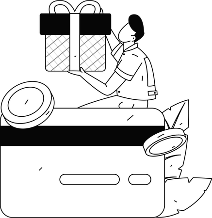 Man purchasing gift via card payment  Illustration
