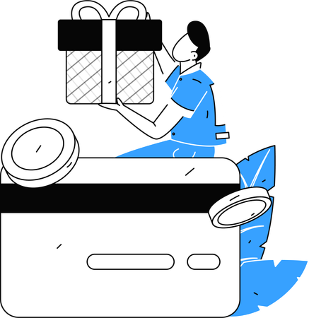 Man purchasing gift via card payment  Illustration