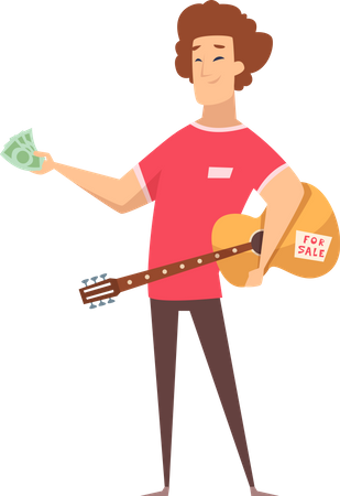 Man purchasing guitar  Illustration