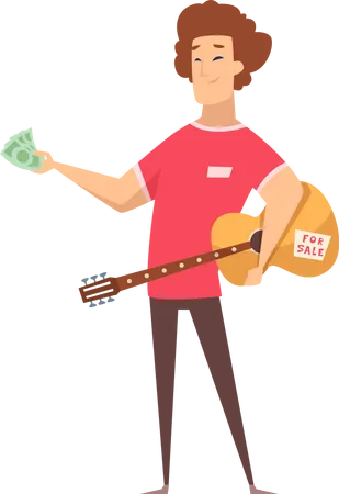 Man purchasing guitar  Illustration