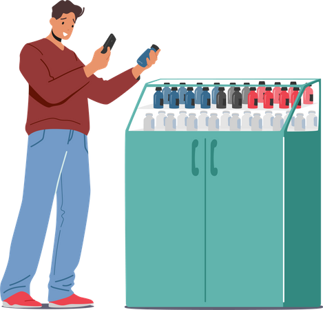 Man purchasing medications from pharmacy store Illustration