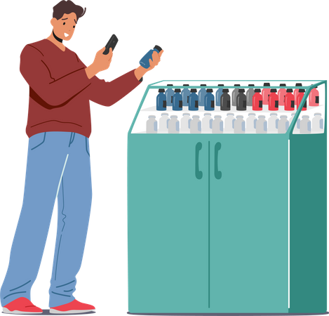 Man purchasing medications from pharmacy store  イラスト