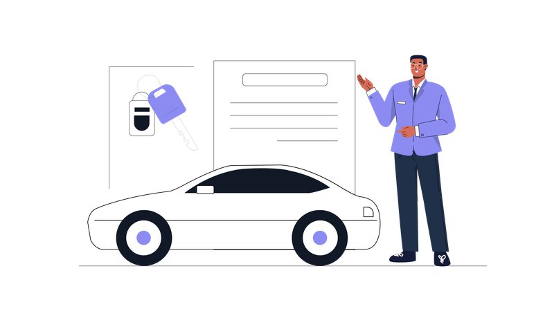 Man purchasing new car  Illustration