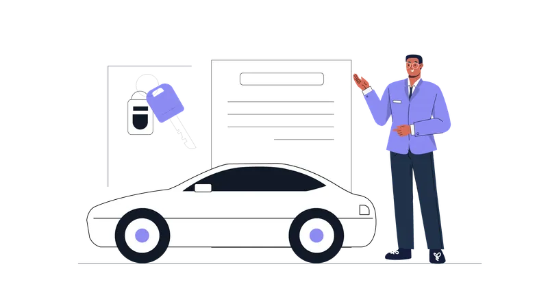 Man purchasing new car  Illustration