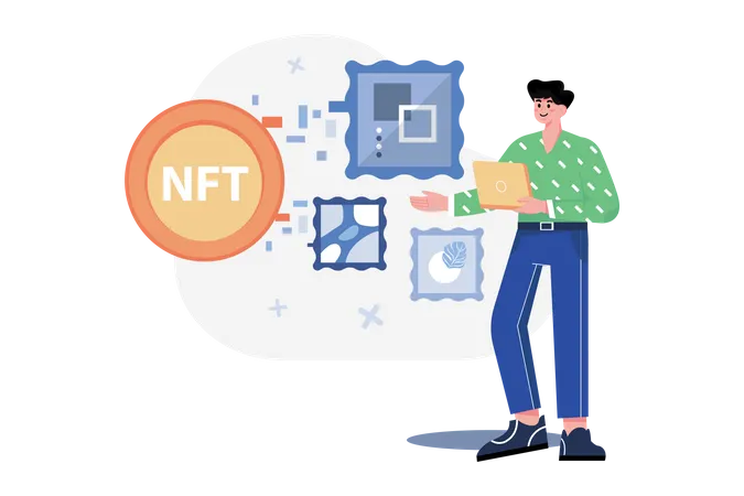 Man Purchasing NFT  Illustration