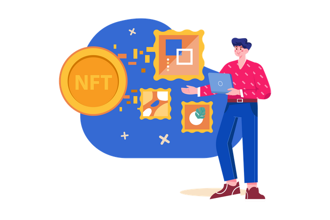 Man Purchasing NFT  Illustration