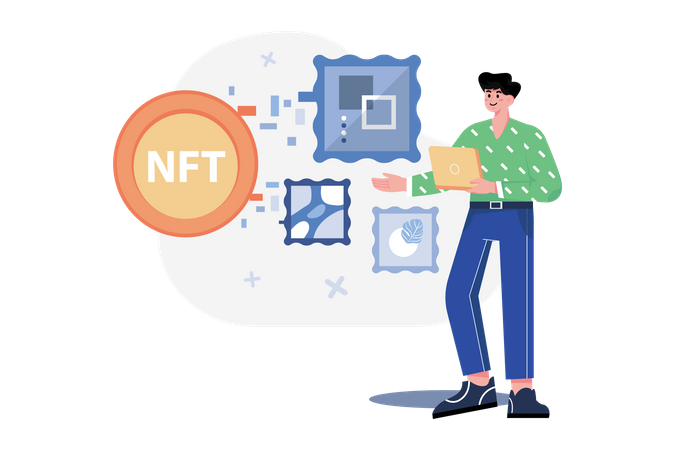 Man Purchasing NFT  일러스트레이션