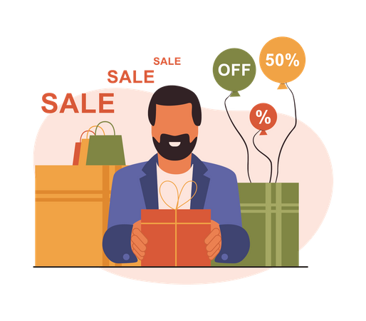Man purchasing product during sale  Illustration