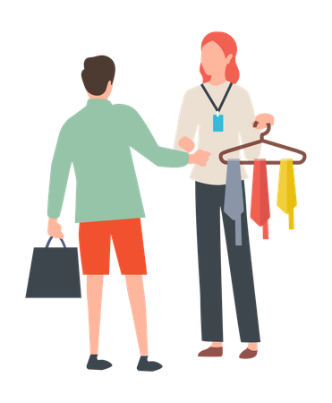 Man purchasing tie  Illustration