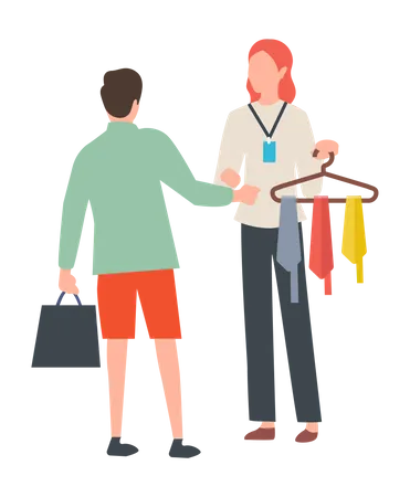 Man purchasing tie  Illustration