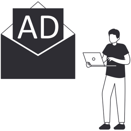 Man Push Advertising using mail  Illustration