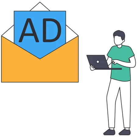 Man Push Advertising using mail  Illustration