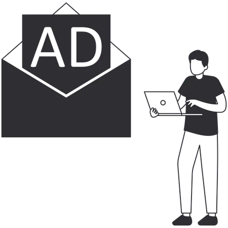 Man Push Advertising using mail  Illustration