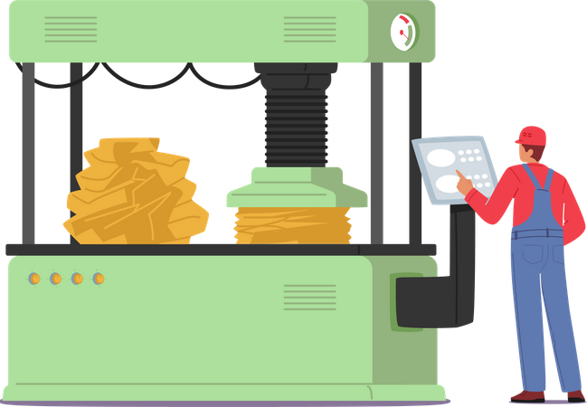 Man Push Button on Pressure Machine  Illustration