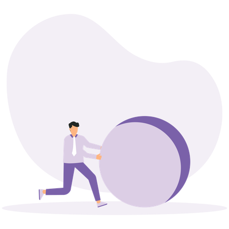 Man pushing ball  Illustration