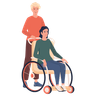 free man pushing wheelchair illustrations