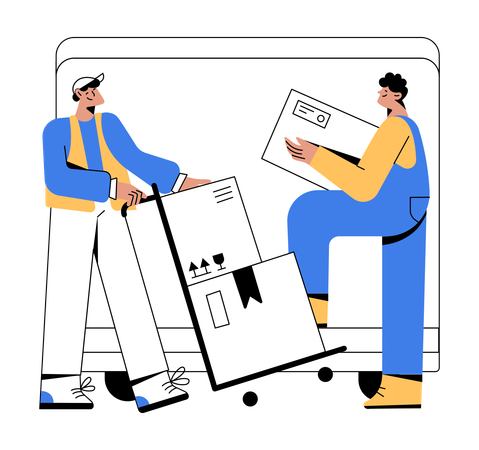 Man pushing stock trolley  Illustration