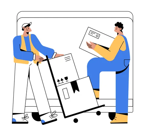 Man pushing stock trolley  Illustration