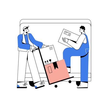 Man pushing stock trolley  Illustration