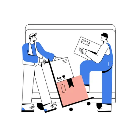 Man pushing stock trolley  Illustration