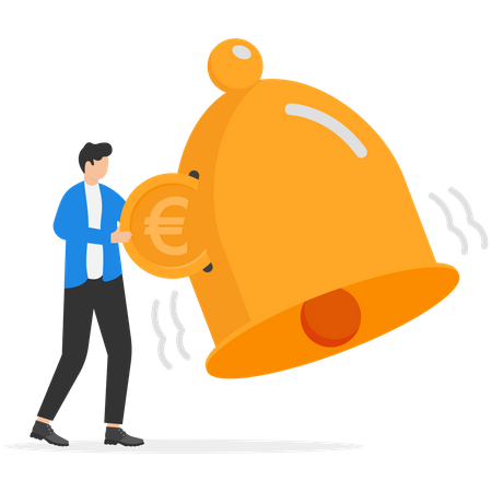 Man put coin on subscription bell  イラスト