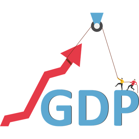 Man put effort to increase GDP  Illustration