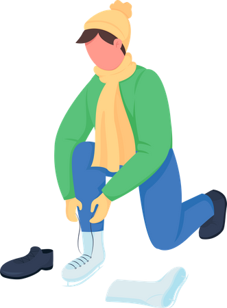 Man put on skates  Illustration