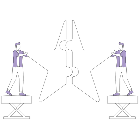Man put together star like puzzle  Illustration