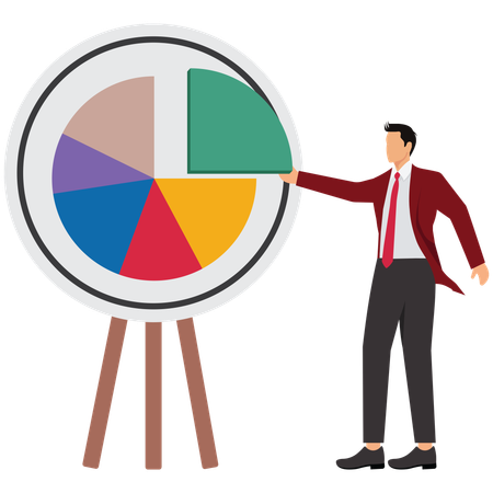 Man puts missing segment in pie diagram  Illustration