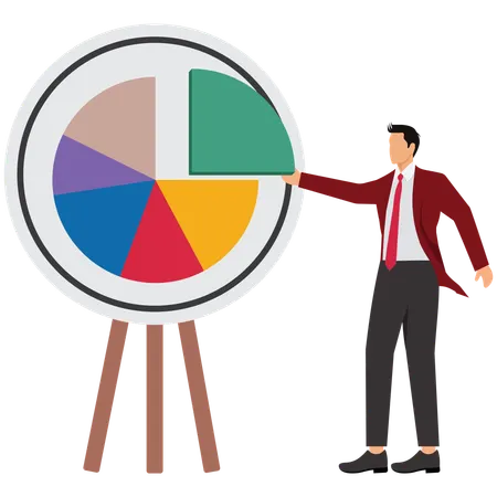 Man puts missing segment in pie diagram  Illustration
