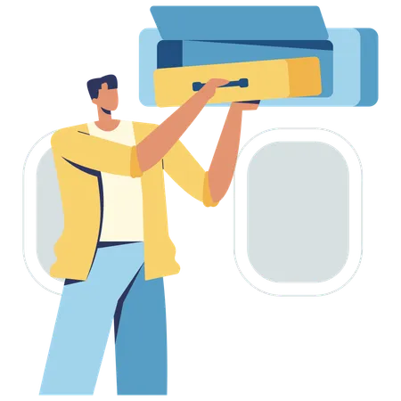 Man putting bag in Cabin baggage  Illustration