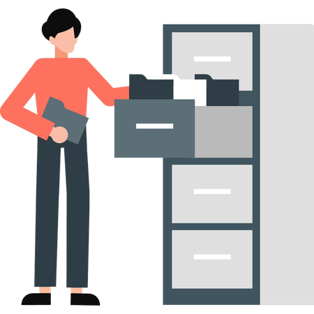 Man putting files in drawer  Illustration