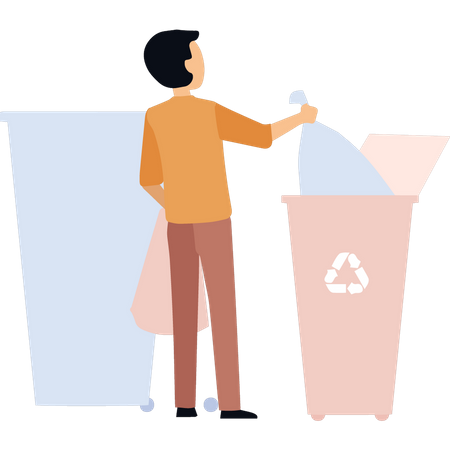 Man putting garbage bags in trash  Illustration